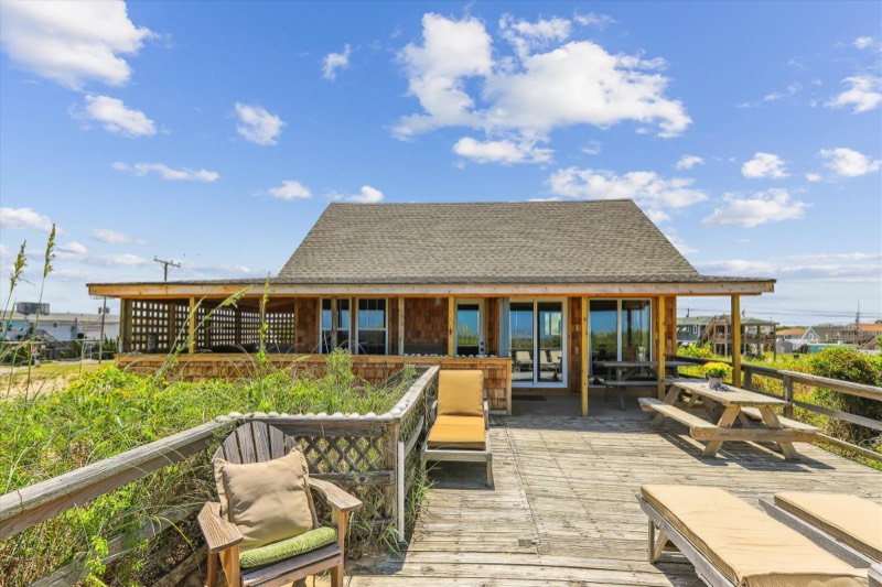 Back elevation of the cottage from the dune